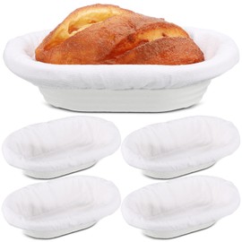 Baderke 4 Sets Wood Pulp Bread Proofing Baskets 10 inch Oval Shaped Non Stick Sourdough Banneton Basket and Liners for Bread Baking Supplies
