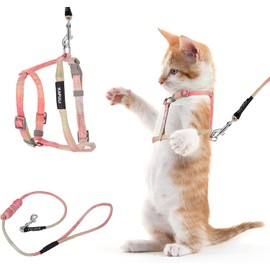 TIESOME - Juego de arnés y correa para gatos, arnés ajustable para gatitos, a prueba de escapes, arnés con correa para caminar al aire última