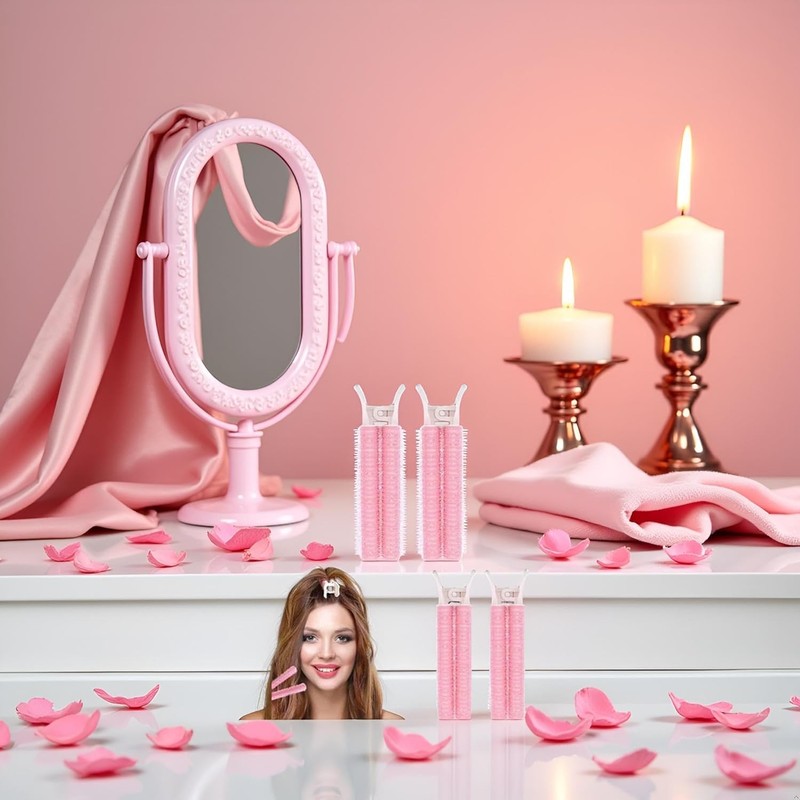 4Pcs Pink Portable Hair Volume Clip, Hair Rollers with Clip,