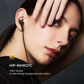 Radius HP-NHR21C High Resolution Compatible USB-C Earphones, Ne New Ear, Heavy Bass Model, Volt Series, Equipped with HCD Driver, High-MFD Construction, Type-C Wired, In-Ear Type, HP-NHR21CK (Black)