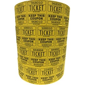 The Ticket Gurus-Raffle Tickets (4 Rolls of 2000 Large Number) 8,000 Total 50/50 Raffle Ticket-4 Yellow Rolls