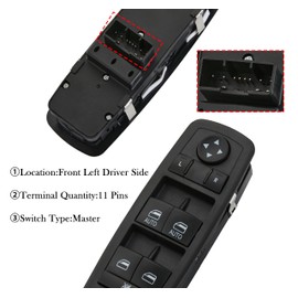 ZAPOSTS Power Window Switch Fits for Jeep Cherokee 2015-2022, for Chrysler 200 2015-2017 Driver Side Control Door vidrios Master Switch.Replace：68271206AA