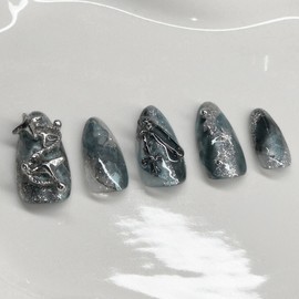 ⛓️ Hip y2k handmade nail tips⛓️ - Almond / ⛓️ 힙한 y2k 쇠맛 수제네일팁⛓️ - 아몬드