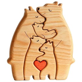 1 Pcs Wooden Bear Puzzle, Special Decorative Piece for Christmas, Birthday Gifts, Thoughtful Bears Family Puzzle for Mom, Dad, House Warming Gifts Ideas