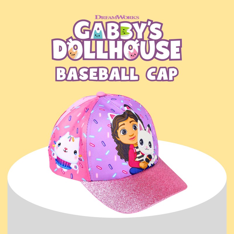 Gabby's Doll House Baseball Cap for Girls, Hat Glitter Design,