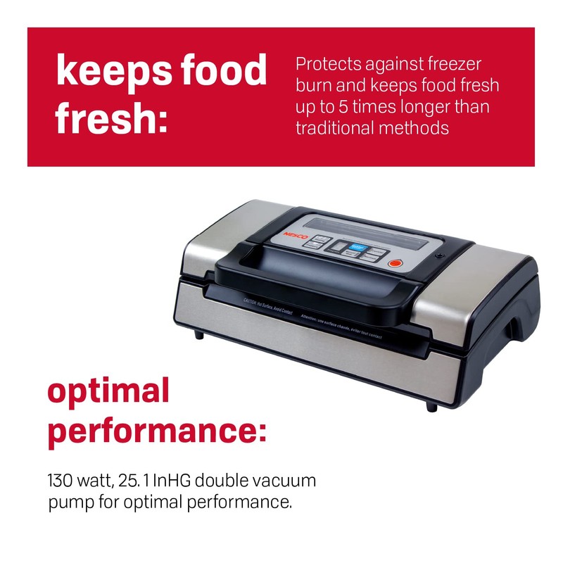 Nesco Deluxe Food VS-12 Vacuum Sealer, 130 Watts, Kit Bags