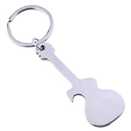 Sportigo ® Guitar Keyring with Bottle Opener in Silver / Bottle Opener Pendant/Music Musician Gift Father Gift Idea, silver
