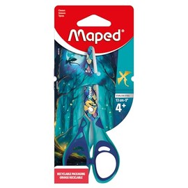 Maped Dragon - Forbici da scuola da 13 cm, forbici per bambini in acciaio inox con anelli bimateriali morbidi, design a squame, ergonomiche per bambini a partire da 4 anni