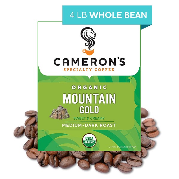 Cameron's Coffee Roasted Whole Bean Coffee, Organic Mountain Gold, 4 Pound