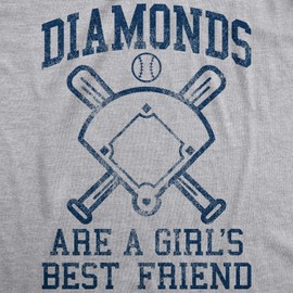 Womens Diamonds are A Girls Best Friend Tshirt Funny Cute Baseball for Ladies Funny T Shirts Cool Baseball T Shirt Women's Novelty Tees Light Grey S