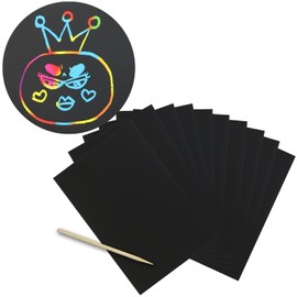 SCR-002 Scratch Art, B5 Size, Approx. 7.2 x 10.2 inches (182 x 257 mm), Rainbow Plain, Paper, Colorful, Sharpening, Home Time, Handmade, Interior Decoration, Includes Bamboo Pen for Scratching, Set