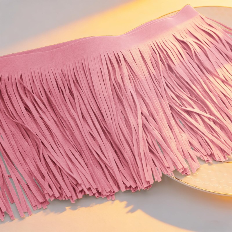 Luomorgo 2 Yards Suede Fringe Trim 6" Wide - Faux