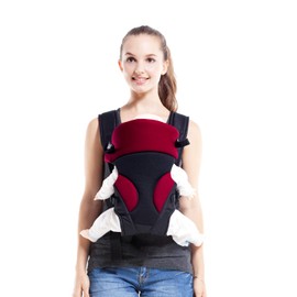 SONARIN Safe and comfortable, ergonomic all-season multifunctional breathable baby carrier, reinforced back curve, adapts your child to grow, variety of locations (dark red)