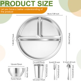 Jinei 20 Pcs Stainless Steel Dishes Set 4 Stainless Steel Plates, 4 Bowls, 4 Cups, 4 Spoons, 4 Forks, Dishwasher Safe, Durable Dining Set for Home Travel Camping