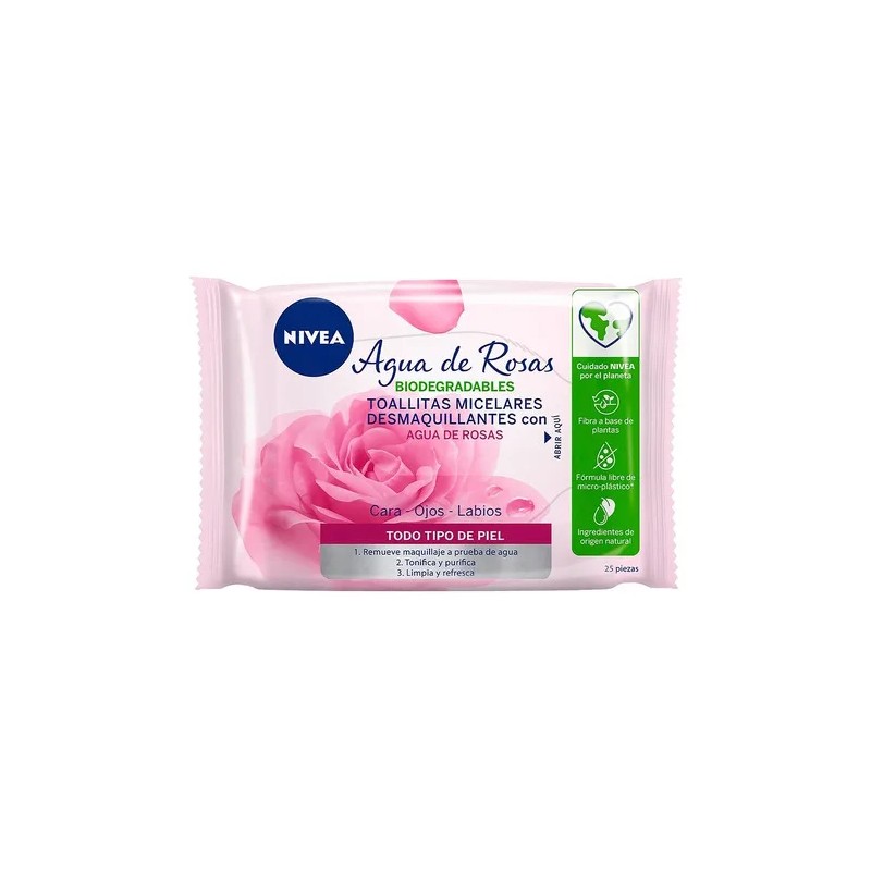 Toallitas Desmaquillantes Nivea Agua De Rosas 25 Piezas