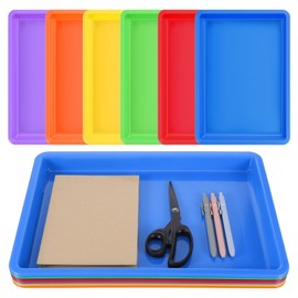 Sibba 6 Pack Multicolor Plastic Art Trays Colorful Activity Crafts Tray