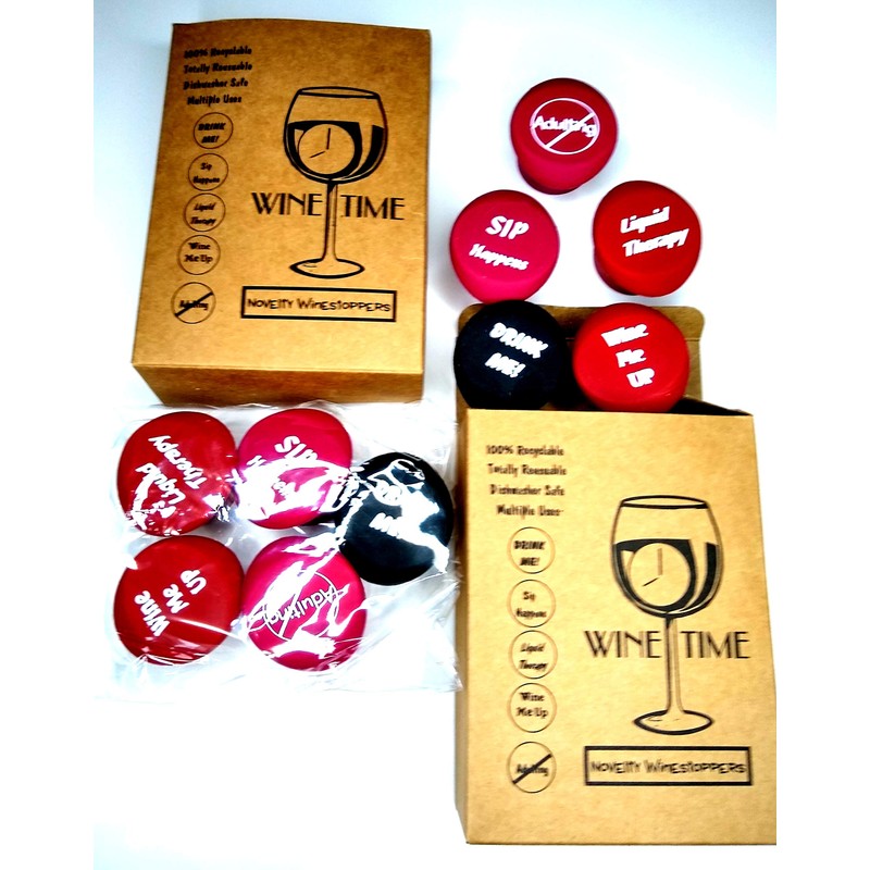 Twin Gift Pack Novelty Silicone Wine Stoppers (5 Toppers per