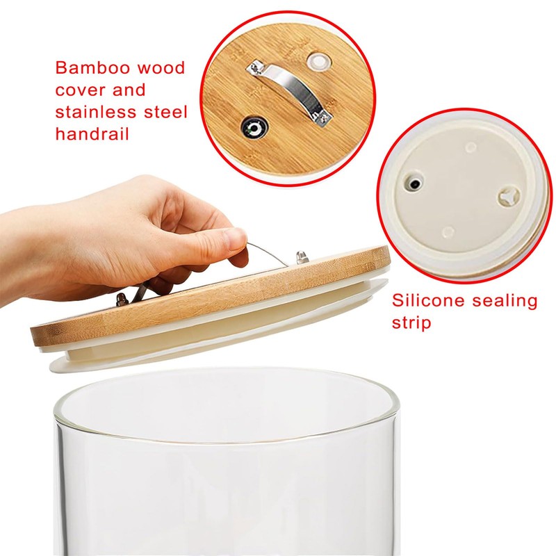 SCENEN Glass Rice Dispenser 5L, Cereal Dispenser Countertop, Grain Dispenser/Food