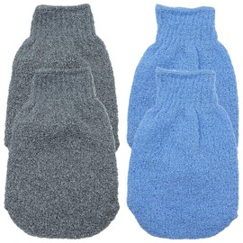 2 Pairs Exfoliating Glove Bath Exfoliating Glove for Removing Dead, Dead Skin, Tanning and Keratosis Pilaris. Exfoliating glove, exfoliating glove, exfoliating, body scrub, blue and grey