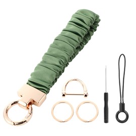 Sylixonae Cute Scrunchie Keychain Wristlet for Women & Men - Stretchy Car Key Holder with D Ring for Gym, Shopping, Travel (Jasmine Green)