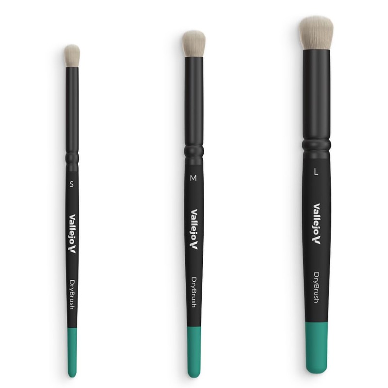 Vallejo Dry Brush Set B07990 Natural Hair (S, M, L)