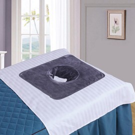 Harilla Spa Towel with Face Hole Steam Massage Towel Skin Soft Washable Massage Table Cover Massage Bed Sheet Dark Grey