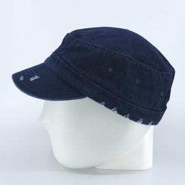 The Vintage Year Washed Cadet Cotton Twill Adjustable Military Radar Distressed Caps (Distressed Denim)