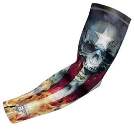Bucwild Sports Puerto Rico Skull Flag Compression Arm Sleeve - Youth & Adult Sizes - Perfect for Baseball Basketball Football (1 Sleeve - Puerto Rico Skull - Adult Small)