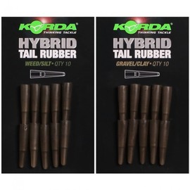 Korda Hybrid Tail Rubbers For Fishing Pack Of 10: Weed / Silt