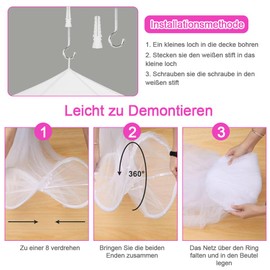 Mosquito Net Bed for Double Bed Single Bed, Large Mosquito Net Travel Bed Canopy Mosquito Net Fine Mesh as Mosquito Protection, Fly Net Mosquito Nets for Travel and Home Indoor Outdoor (Pink)