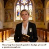 8 Pack Church Greeter Badges Multipack, Pin Back Gold Tone