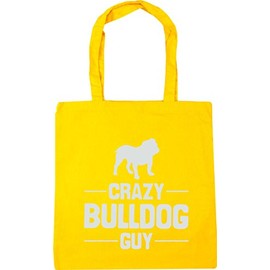 Hippowarehouse Crazy Bulldog guy Tote Shopping Gym Beach Bag 42cm x38cm, 10 litres