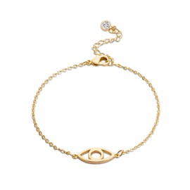 Jenosy 14K Gold Plated Bracelet Evil Eye for Women Dainty Chain Simple Jewelry Cute for Girls