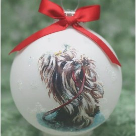 D730 Hand-made Christmas Ornament dog - Yorkshire Terrier Yorkie -leash walk me