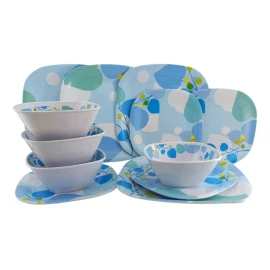 Anforama- Tab and Kit Vajilla Tipo Plastico De Melamina Cuadrada 12 Piezas Bleaf