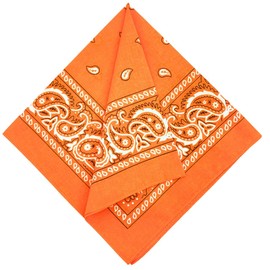 MDSTYLE 100% Cotton Bandana for Men & Women 22" x 22" Paisely Pattern Handkerchief Headband Scarf (Orange)