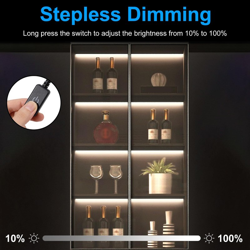 JUSJUBR LED Lights for Shelves, 6 PCS 20 Inch Dimmable