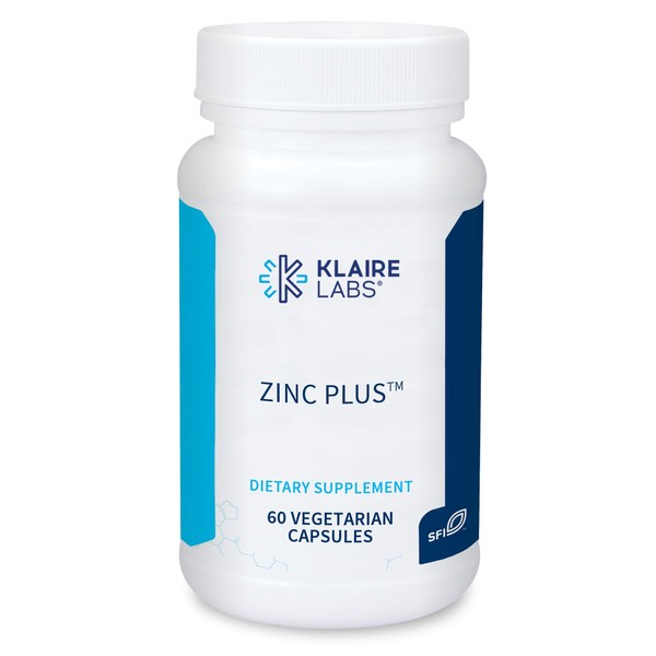 Klaire Labs Zinc Plus Immune Support Supplement - Zinc Citrate with Copper, Vitamin B6 & Vitamin C - Hypoallergenic (60 Capsules)