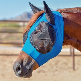 UltraFlex Comfort Plus Bug Eye Fly Horse Masks | Maximum Protection & Comfort | 95% UV Shield & Easy On/Off Design | Zipper with Forelock Saver | Color Royal | Size X-Large