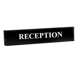 Reception 2" x 8" Black Acrylic - Office Desk Accessories Décor