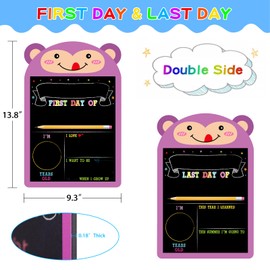 WaaHome First and Last Day of School Board Sign - 9.3"x13.8" Double Sided Back to School Sign - Monkey First Day of School Chalkboard for Girls Boys- Preschool Kindergarten Pre K Back to School Gifts