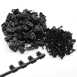 Snokay 50 Pcs 3/8" (9.5 MM) Nylon R-Type Cable Clips with Screws, Cords Fasteners, Screw-Mount Wire Management Clips (Black)