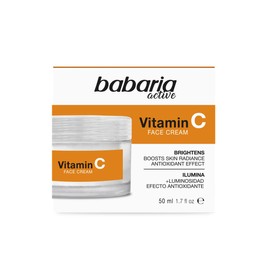 Babaria - Crema Vitamina C | Iluminador Facial | Unifica el Tono y Reduce Arrugas y Manchas | Crema Hidratante Facial para Mujer y Hombre con Ácido Hialurónico | Vegana |Todo Tipo de Pieles | 50ml
