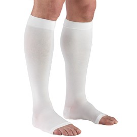 Truform 30-40 Mmhg Compression Stockings For Men And Women, Knee High Length, Open Toe White, Pack of 1