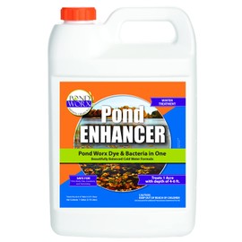 Pond Enhancer Gallon - Pondworx Concentrated Blue Dye with Pondworx Bacteria, 2 in 1 Formulation - Treats 1 Acre - Safe for Fish, Wildlife, Pets & Children