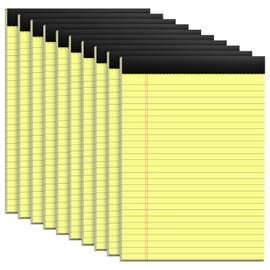 10 Pack Yellow Legal Pads 8.5x11" 28 Lines Wide Ruled Double-Sided Printing Yellow Notepads 30 Sheets/60 Pages Letter Size Writing Pads 70gsm Recycled Paper Legal Ruled Universal Writing Pad