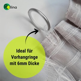 Rollina Clip Over Hooks Transparent Pack of 100 | Curtain Hooks for Hanging in Curtain Rings, Curtain Rings, Ruffle Tape | Curtain Hooks, S Hooks | 6 mm or 10 mm Head Diameter (6 mm, 100 Pieces)