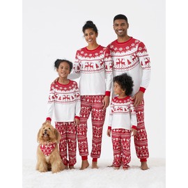 PATPAT Family Christmas Pyjamas Set - Christmas Outfit Family, Partner Look Pyjamas, Christmas Prints Comfortable Pyjamas Christmas Clothing for Baby, Girls, Women, Men & Boys, red