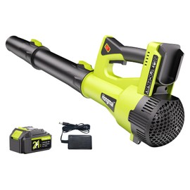 for Men Cordless Leaf Blower 21V: 500CFM 150MPH Electric Leaf Blower with 4.0Ah Battery & Fast Charger, 6-Speed, Lightweight 3.7lbs for Lawn, Patio, Yard, Garage Cleaning (Green)