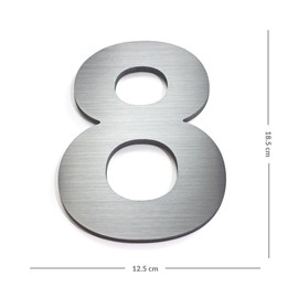 Numeros para casa delgados - 18cm 7inches - Aluminio Cepillado - Numeros Residenciales® (8)